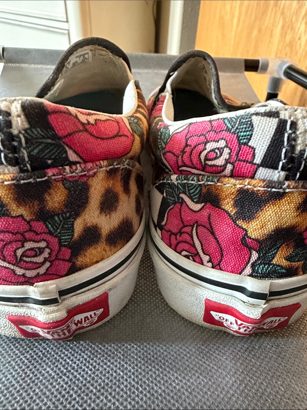 Vans Slip-On Shoes in Pink Floral & Leopard Print checkered - Picture 2 of 4